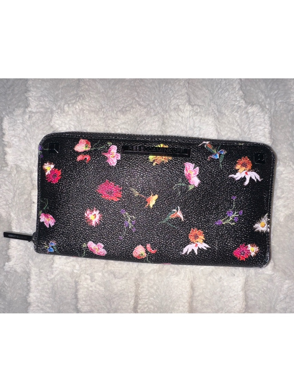 Rebecca Minkoff Black Floral Zip-Around Wallet